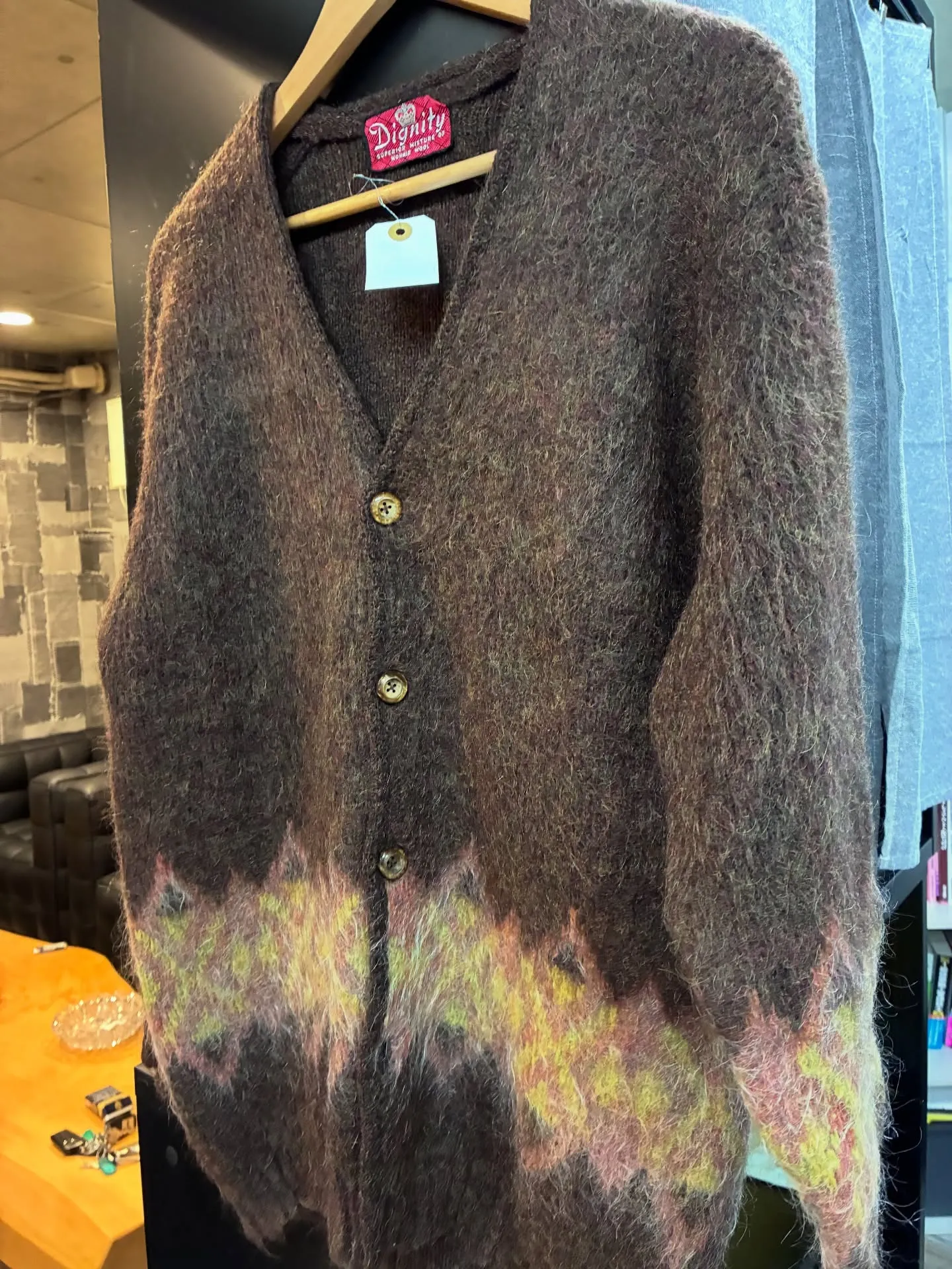 SPECIAL 毛足長 60s ダイヤ柄 モヘア カーディガ...